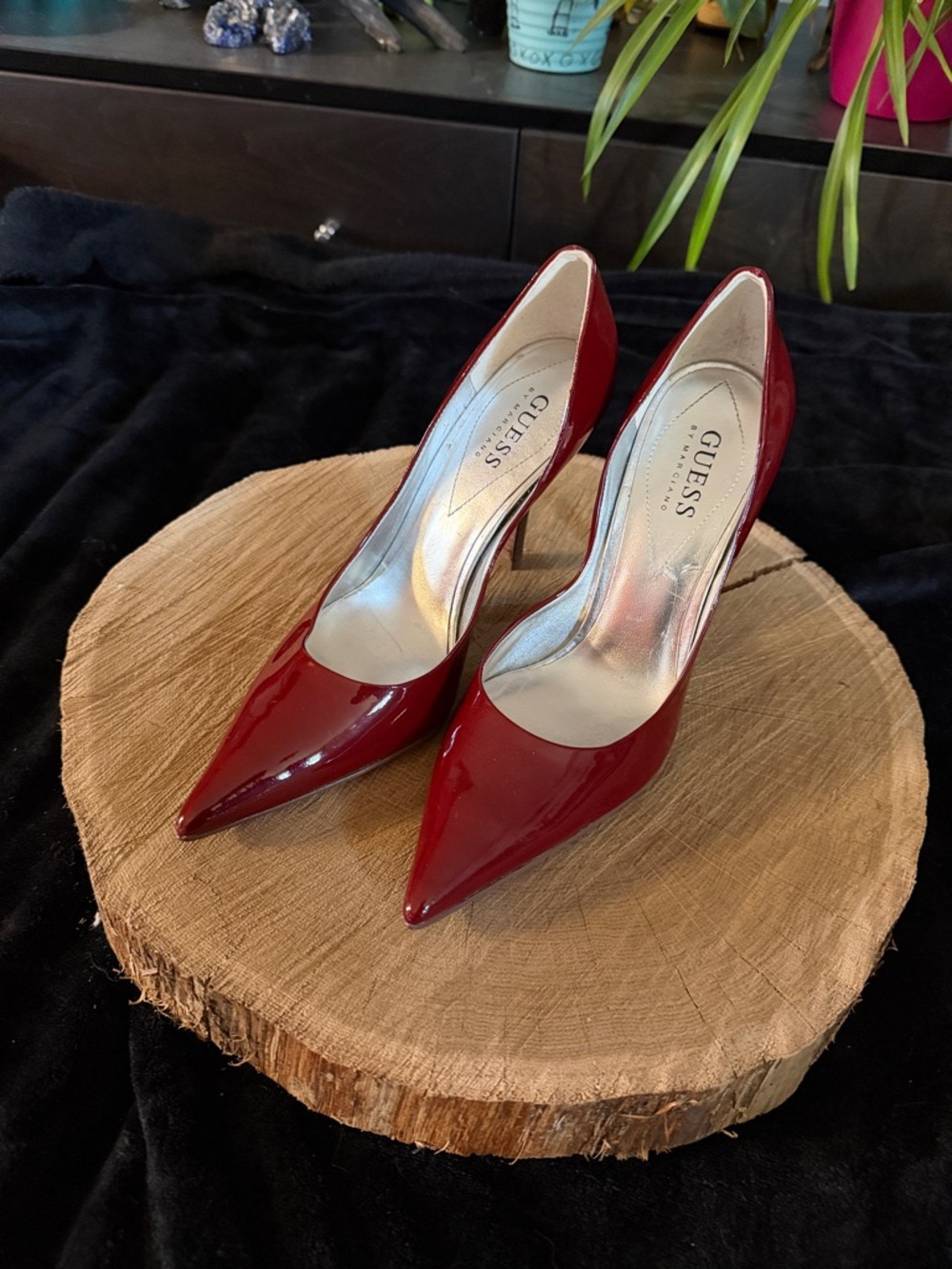 GUESS Red Patent Pointed-Toe Stiletto Pumps - Picture 6 of 7